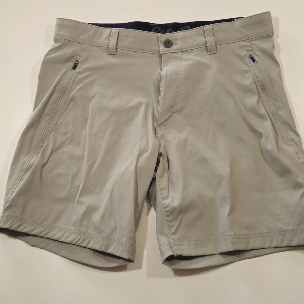Eddie Bauer Men’s 34 Khaki Performance Stretch Shorts Zip Pockets Lightweight